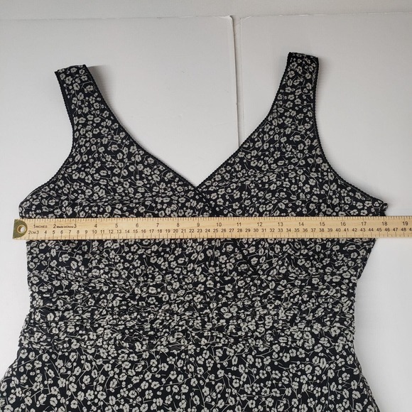 Ann Taylor Silk Dress Vintage 90s Y2k Womens 12 Floral Ditsy Sleeveless Black - Picture 3 of 16